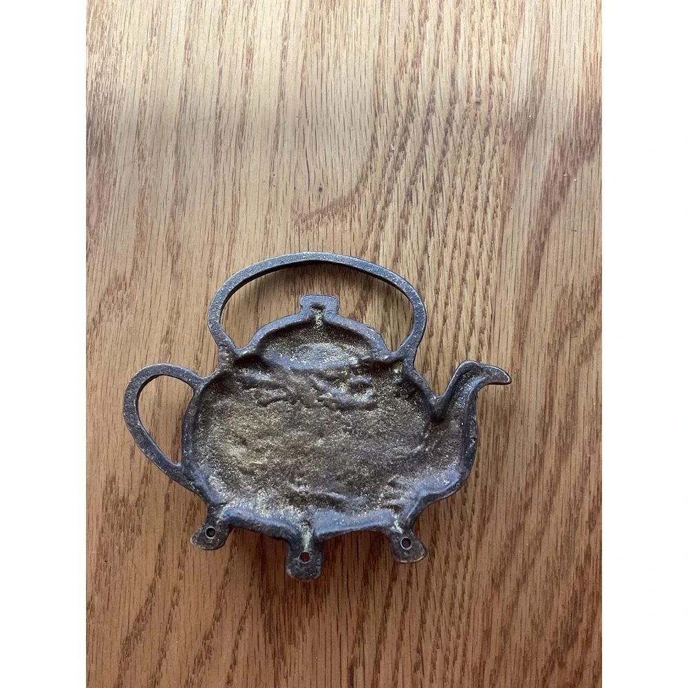 Vintage Teapot Wall Hook Key Holder Cast Metal Kitchen Decor Cottage Farmhouse